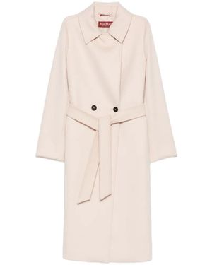 Max Mara Gabardina Con Cierre De Botón Y Cinturón - Blanco