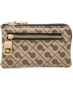 Gherardini Monogram-Print Zipped Pouch - Metallic