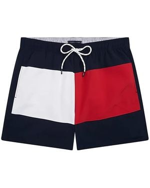 Tommy Hilfiger Colour-Block Drawstring Swim Shorts - Red