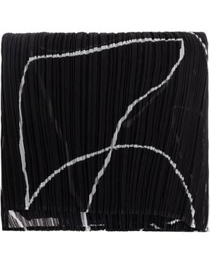 Pleats Please Issey Miyake Pleated Printed Scarf - Black