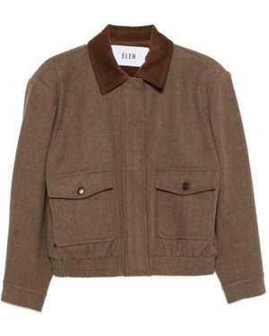 ELEH Corduroy-Collar Jacket - Brown
