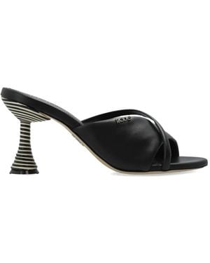 Rodo Leather Heeled Mules - Black