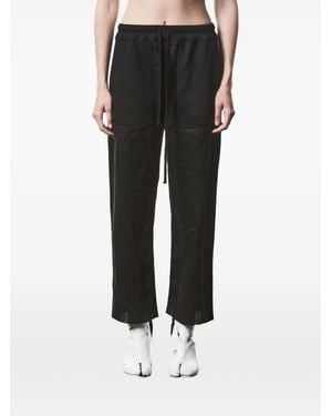 Thom Krom Drawstring Patch Cotton Pants - Black