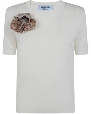 Blugirl Blumarine Floral-Appliqué Short-Sleeve T-Shirt - Grey