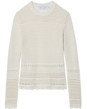 Proenza Schouler Pointelle-Knit Long-Sleeved Top - White