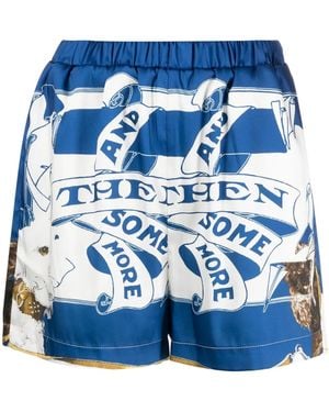 MSGM Shorts Mit Grafischem Print - Blau