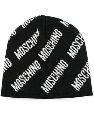 Moschino Logo-Print Beanie Hat - Black