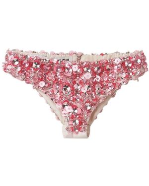 Miu Miu Sequin-Embellished Slip-On Briefs - Pink
