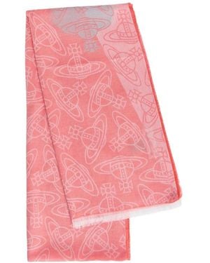 Vivienne Westwood Print Fringed Scarf - Pink