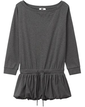 Izzue Off-Shoulder Bubble-Hem Mini Dress - Grey