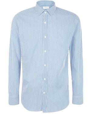 Tintoria Mattei 954 Striped Button-Up Shirt - Blue