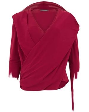 Alberta Ferretti Draped Asymmetric Blouse - Red