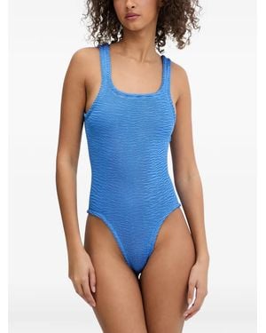 Paramidonna Hailey Crinkle-Effect Swimsuit - Blue