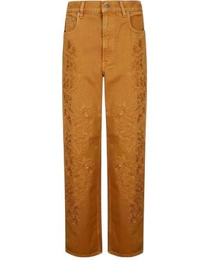 Golden Goose Kim Floral-Embroidered Trousers - Orange