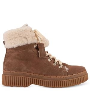 Tod's Shearling-Trim Tassel-Detail Boots - Brown