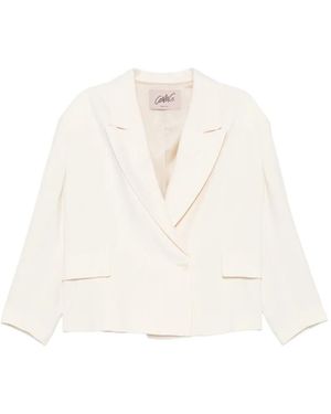 Carla G Double-Breasted Peak-Lapel Jacket - White