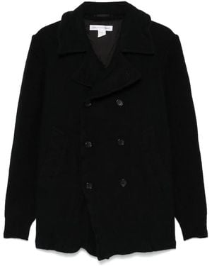Comme des Garçons Ribbed-Sleeve Peacoat - Black