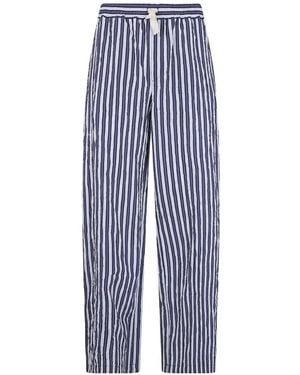Nuur Striped-Pattern Pants - Blue