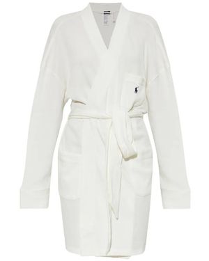 Polo Ralph Lauren Logo-Embroidered Waffle-Knit Cotton Robe - White