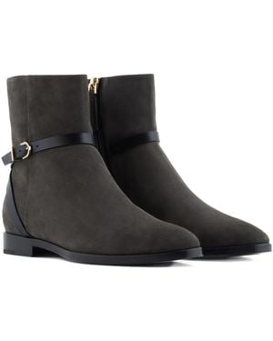 Giorgio Armani Suede Ankle Boots - Black