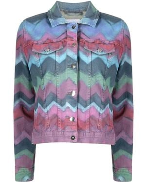Madison Maison Zigzag-Print Denim Jacket - Pink