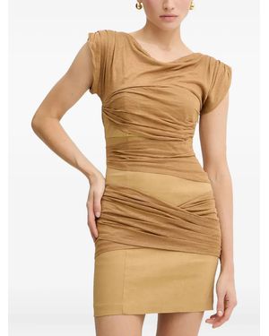 Pinko Draped-Panel Mini Dress - Brown