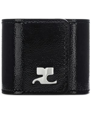 Courreges Logo-Plaque Slap Bracelet - Black