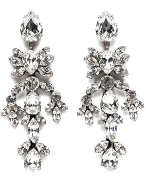 Ermanno Scervino Crystal-Embellished Drop Earrings - White