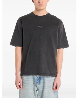 Filling Pieces Boxy Embroidered T-Shirt - Black