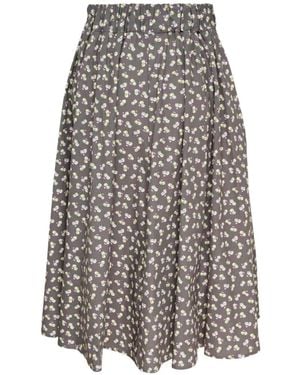 MSGM Mid Floral-Print Pleated Skirt - White