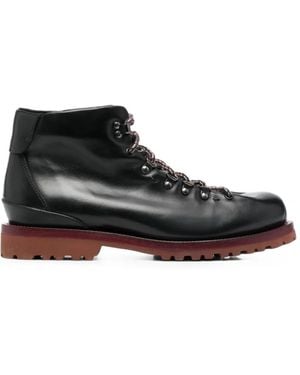 Buttero Lace-Up Leather Ankle Boots - Black