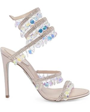 Rene Caovilla Chandelier Crystal-Embellished Sandals - White