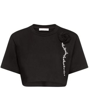 Area ビジュートリム クロップドtシャツ - ブラック