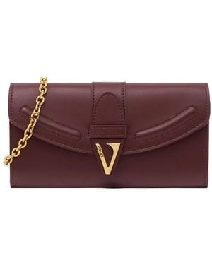 Versace V-Logo Chain-Strap Wallet - Purple