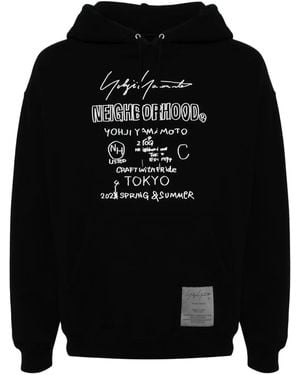 Yohji Yamamoto Hoodie Mit Logo-Print - Schwarz