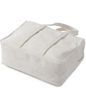 Amiacalva Washed Canvas Boston Small Tote Bag - White