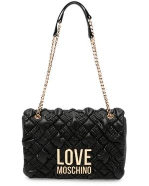 Love Moschino Quilted Logo-Plaque Shoulder Bag - Black
