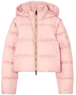 Burberry Check Trim Ambleside Puffer Jacket - Pink