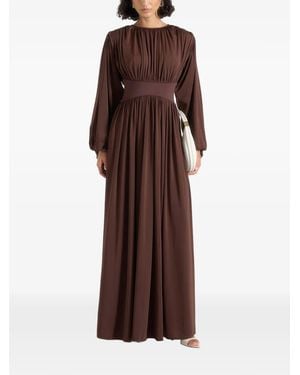 Manière De Voir Ophelia Corset Maxi Dress With Detachable Sleeves - Brown
