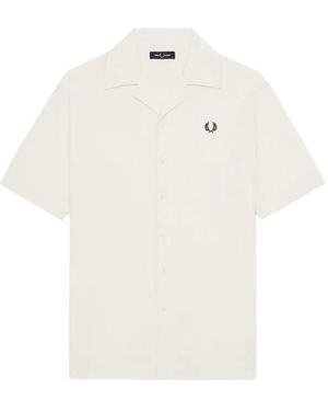 Fred Perry Logo-Embroidered Short-Sleeve Shirt - White