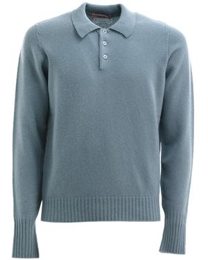 Drumohr Polo-Collar Knitted Sweater - Blauw