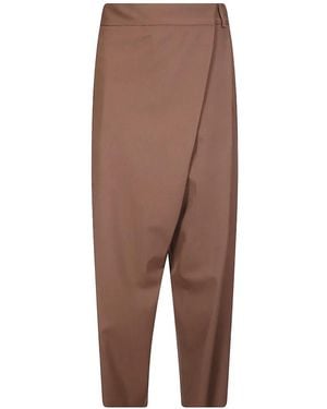 Alberto Biani Wrap-Design Belt-Loops Pants - Brown