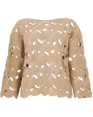Kangra Crochet-Knit Top - Natural