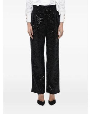 In the mood for love Clyde Sequin-Embellished Trousers - Black