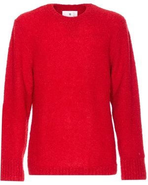 Seven Gauge Crew-Neck Long-Sleeves Sweater - Red