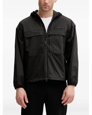 EA7 Logo-Patch Hooded Windbreaker - Black