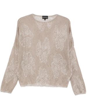 Emporio Armani Floral-Motif Jumper - Natural