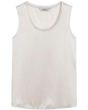 Max Mara Satin Crewneck Top - White
