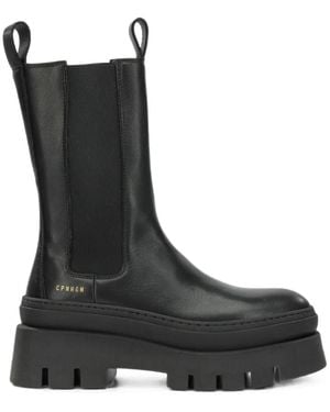 COPENHAGEN Chunky-Sole Leather Boots - Black