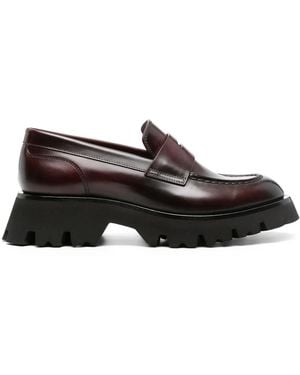 Santoni Alfie レザー ペニーローファー - ブラック